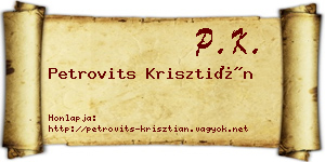 Petrovits Krisztián névjegykártya