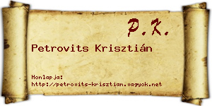 Petrovits Krisztián névjegykártya